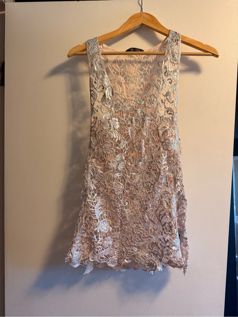 Suzy Shier Blush Lace Tank Top